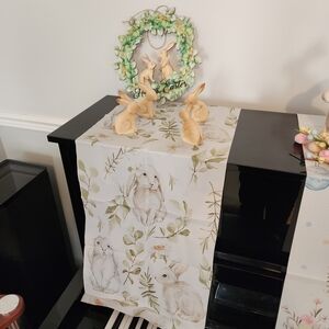 Easter Bunny Table Runner - Green and White